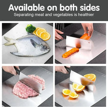 Titanium cutting boards used for separating fish, vegetables, and meat during prep