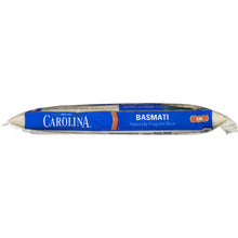 Carolina basmati rice bag, long-grain white rice, blue and white packaging
