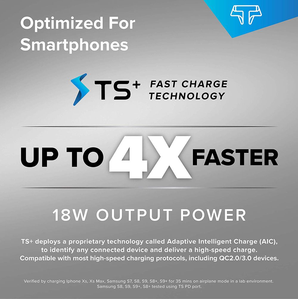 Techsmarter 63W 5-Port USB C PD Desktop Wall Charger, Multi Port Charging Station. For MacBook Air, iPad Air/Pro, iPhone, Samsung Galaxy, Motorola, LG & Android