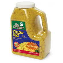 Par Excellence yellow rice jar with white lid, saffron