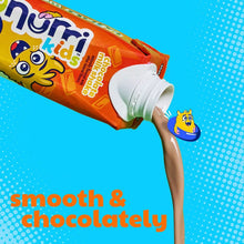 Nurri Kids chocolate milk shake carton pouring a stream of chocolate milk