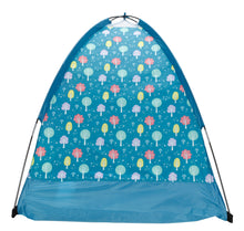 Kids play tent with blue popsicle pattern and mesh panels
