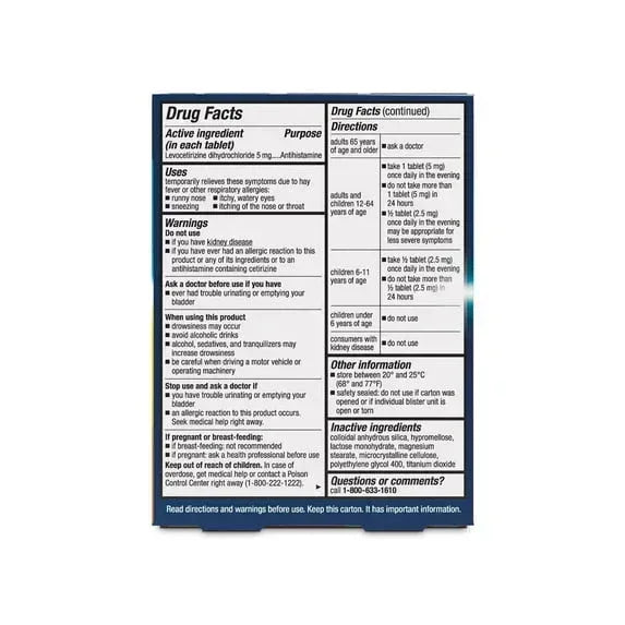 Xyzal Allergy Relief 24-Hour Antihistamine Tablets, 5 mg, 10 Count