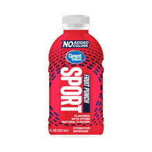 Hydration beverage bottle with No Added Colors, flavored cherry red label