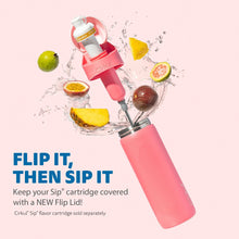 Coral pink 26 oz flip-top water bottle with tilted straw spout