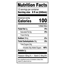 Nutrition facts label on strawberry lemonade bottle, 100 calories per serving