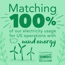 Bimbo bakersUSA wind energy banner with 100% of electricity usage claim