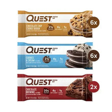 Assorted protein bar wrappers: 6 cookie dough, 6 cookies & cream, 2 brownie