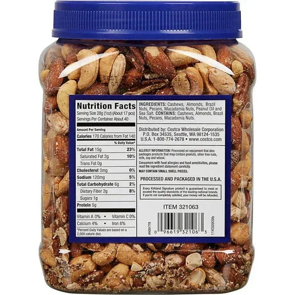 Kirkland Signature Extra Fancy Mixed Nuts, 2.5 lbs