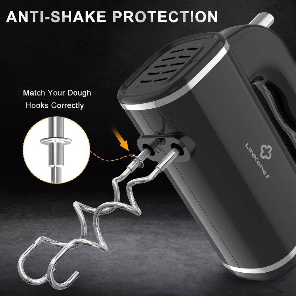 LINKChef Hand Mixer, 450W Turbo Electric Handheld Mixer, 5 Speed Electric Mixers for Kitchen (Black) - USA MEGA SHOP
