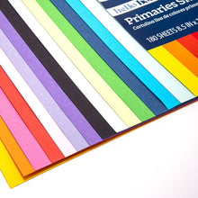 Hello Hobby primaries smooth cardstock sheets, close-up of colorful stripe edges