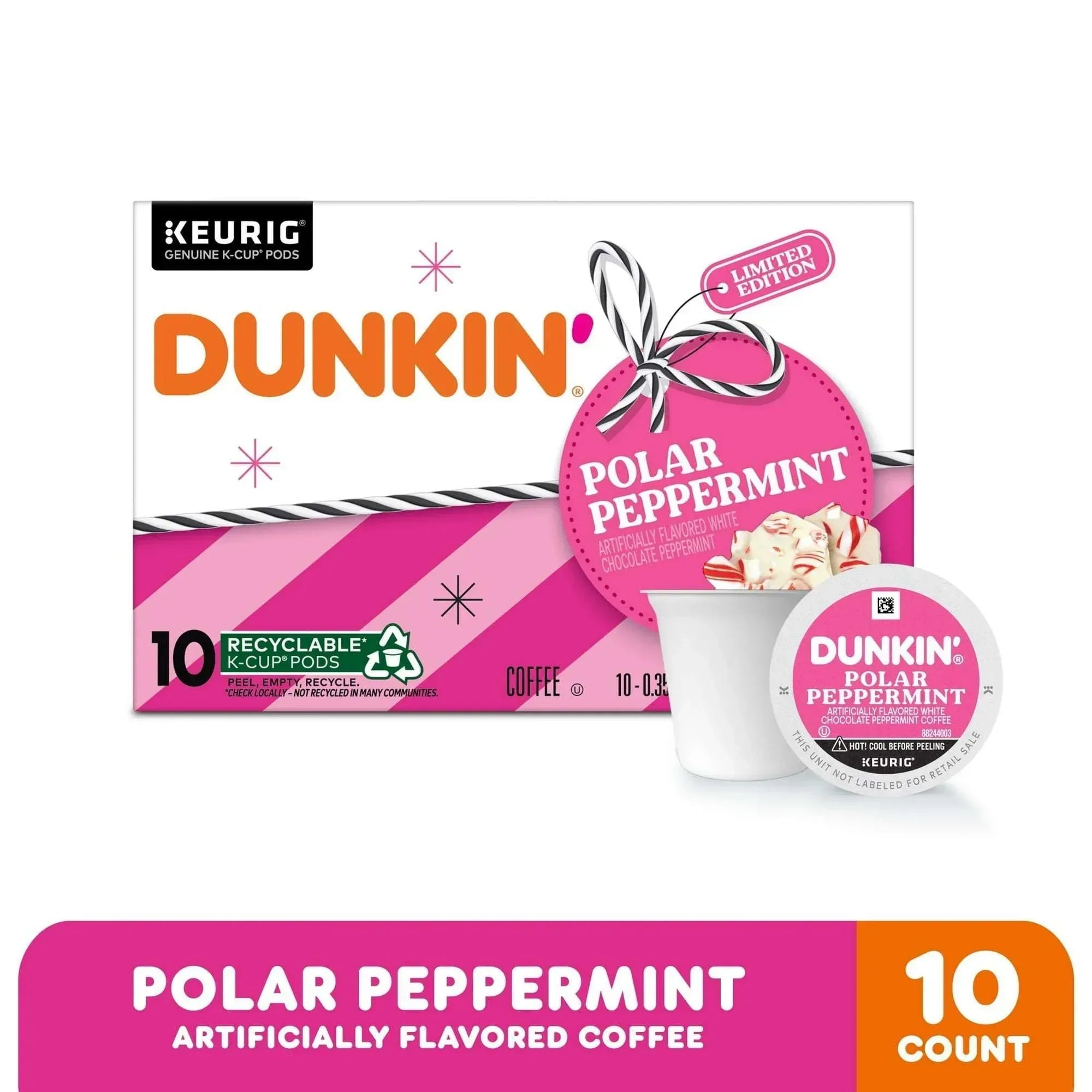 Dunkin’ Polar Peppermint Light Roast Coffee K-Cup Pods, 10 Count