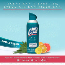 Lysol Air Sanitizer spray bottle with teal cap and Air Sanitizer front label