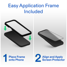 iPhone screen protector application frame with tempered glass alignment guide