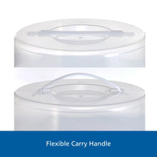 Clear cake carrier lid with flexible carry handle