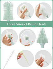 Three sizes of mint bottle brush heads for baby bottles and nipples