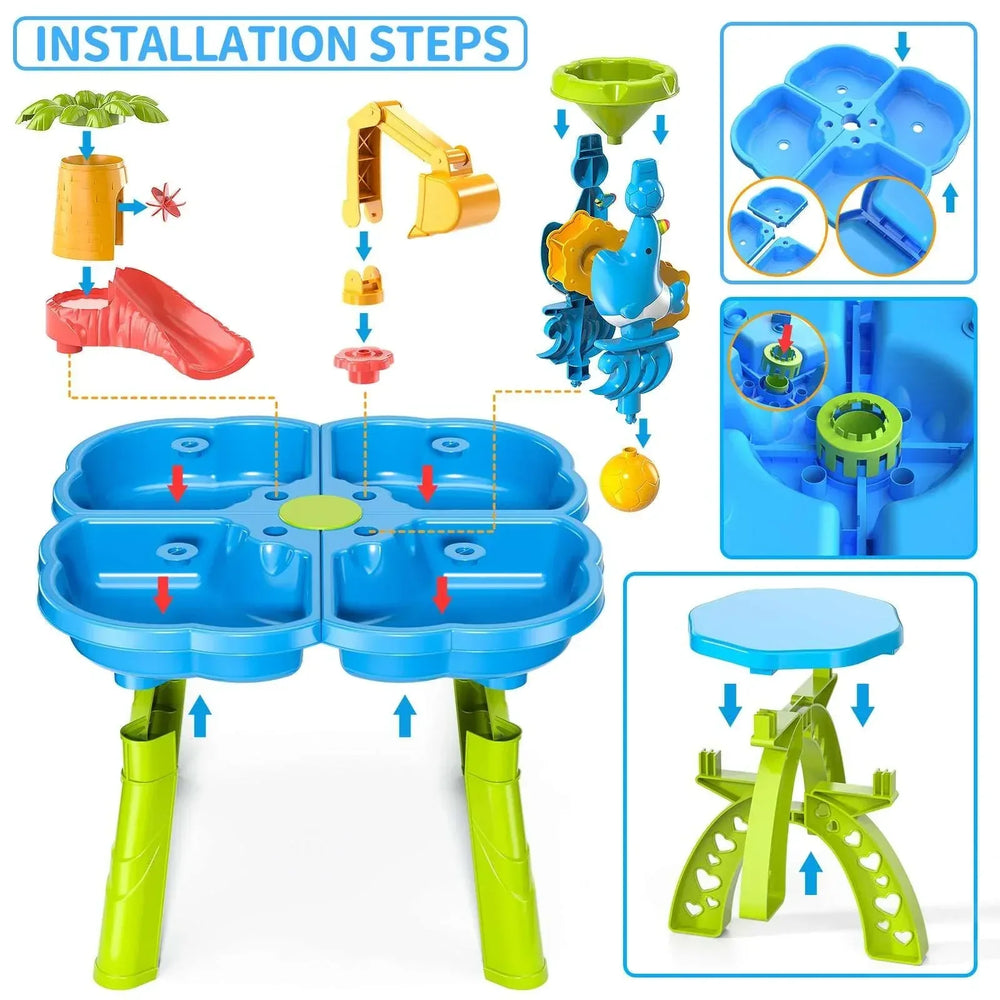 Dinosaur Planet Sand Water Table for Toddlers, 4 in 1 Sand Table and Water Play Table, Kids Table Activity Sensory Play Table Beach Sand Water Toy for Outdoor Backyard for Toddlers Age 2-4 Gift - USA MEGA SHOP
