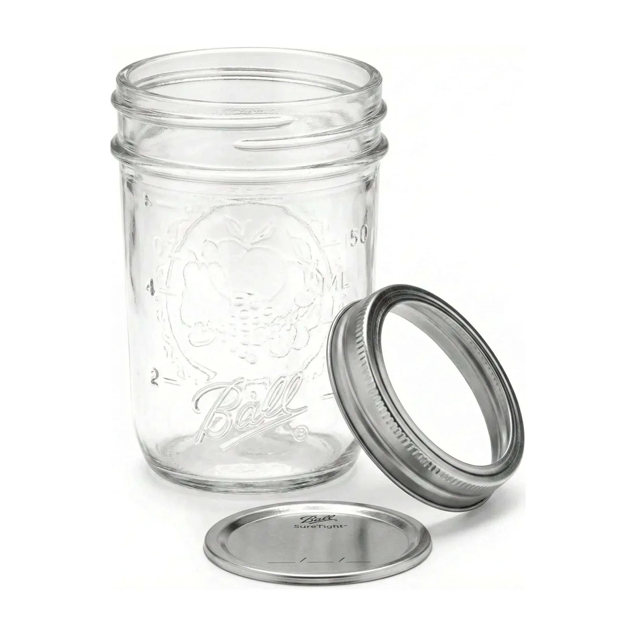 Ball Glass Mason Jar w/ Lid & Band, Regular Mouth, 8 Ounces, 12 Count