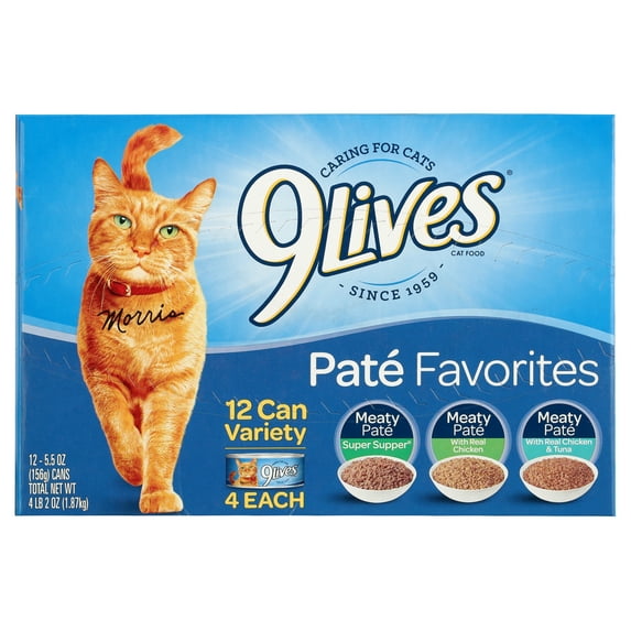 9Lives Paté Favorites Variety Pack Wet Cat Food, 5.5-Ounce Cans, 12-Count