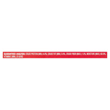 Dog food pouch back panel, red guaranteed analysis label strip