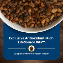 Blue Buffalo Life Protection Formula kibble bowl with LifeSource Bits antioxidant feature text