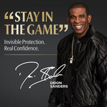Depend Men Real-Fit promotional card with Deion Sanders portrait