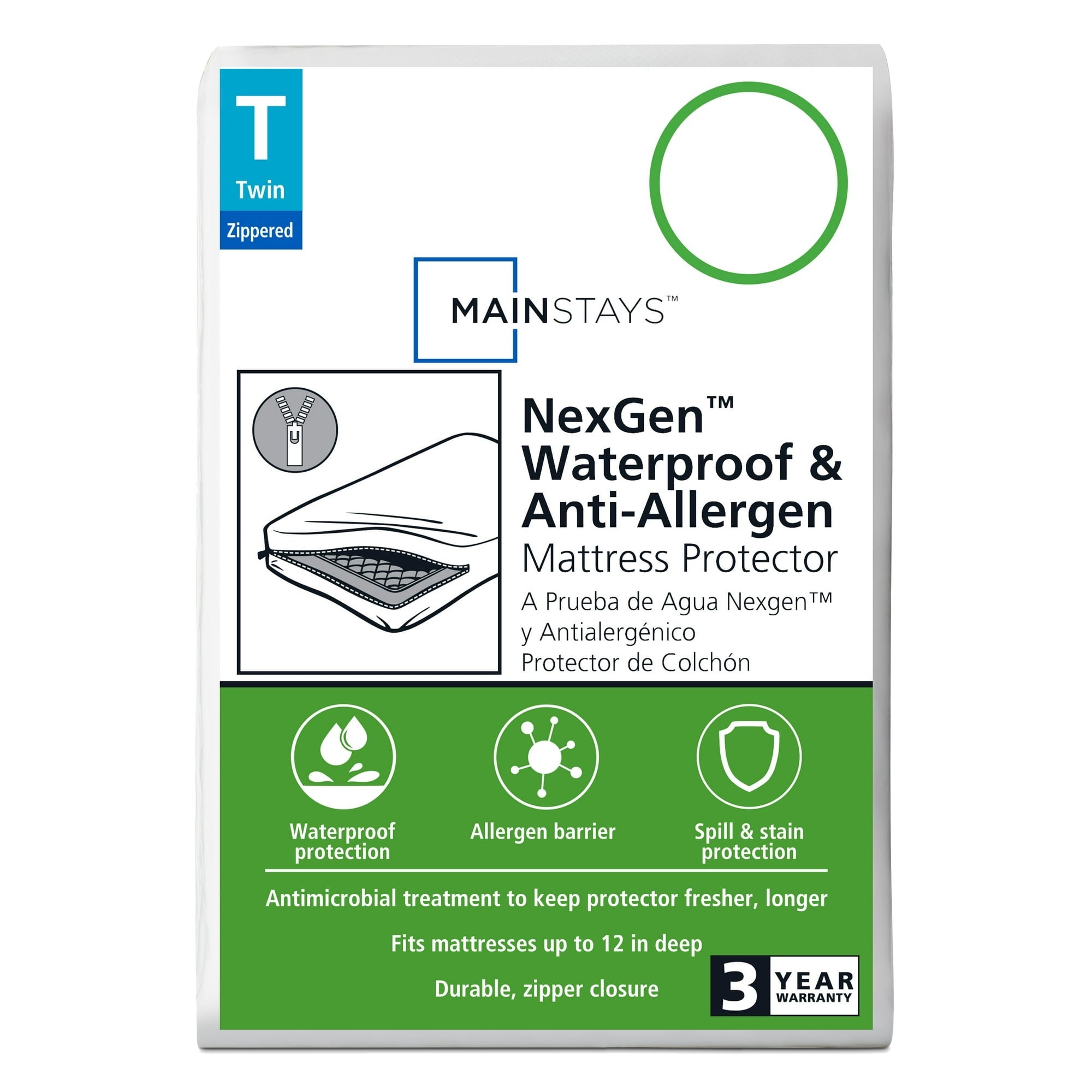 (2 pack) NexGen Waterproof Zippered Mattress Protector Mainstays