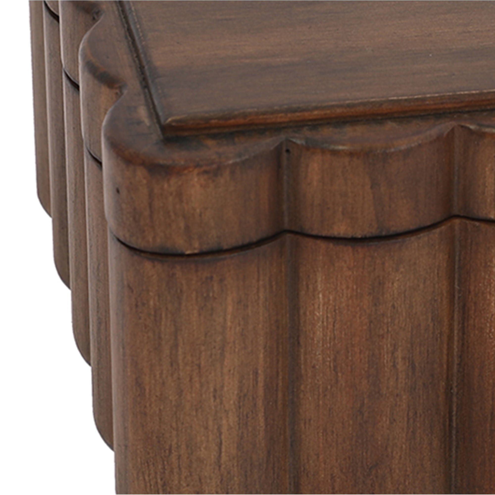 Better Homes & Gardens Scalloped Wooden Jewelry Box with Lid, Decorative Trinket Storage Organizer, Natural Wood