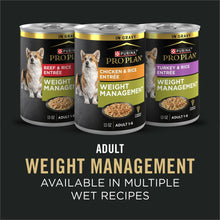 Purina Pro Plan adult weight management wet dog food, three can pack