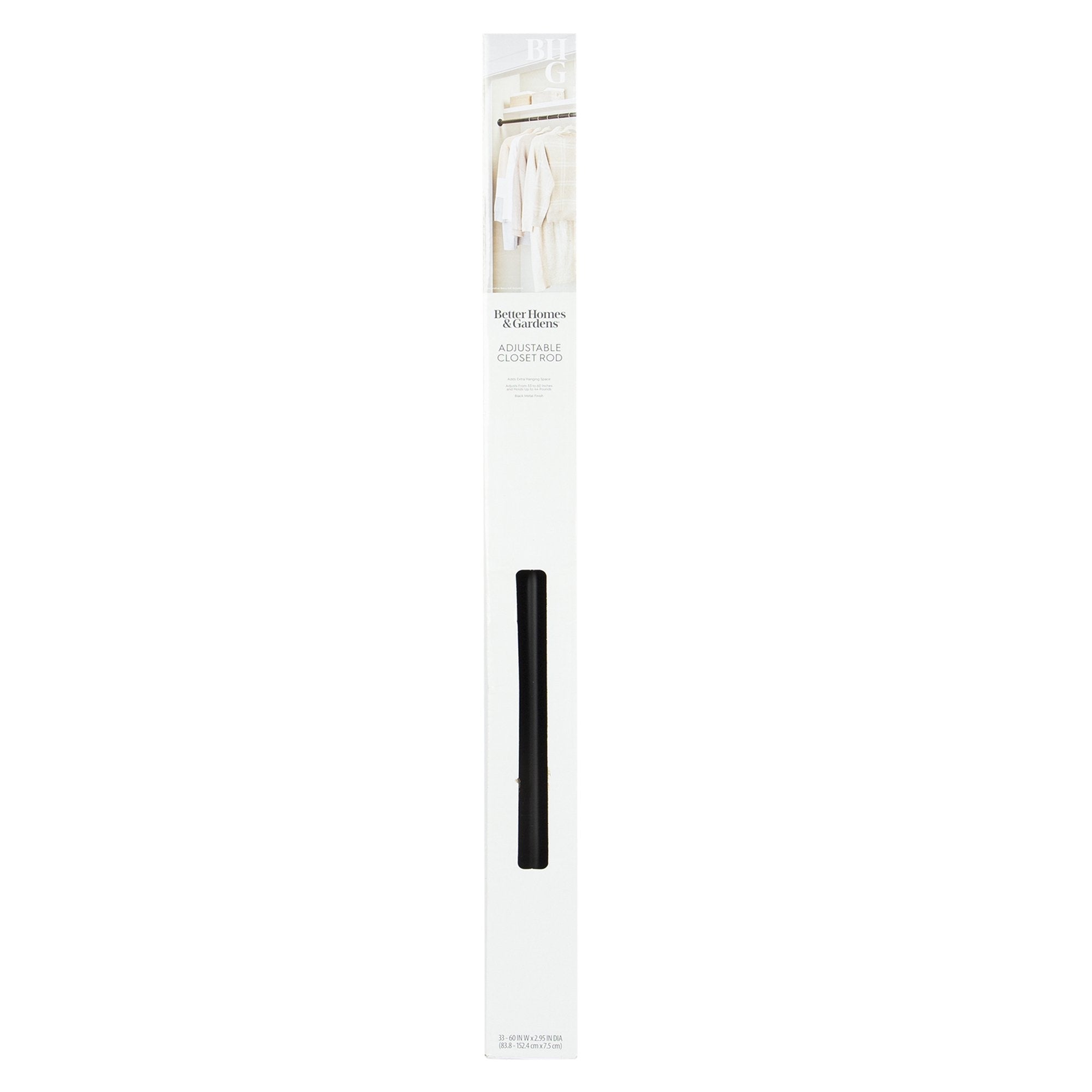 (2 pack) Better Homes & Gardens 33–60" Steel Adjustable Closet Rod for Adult, Black