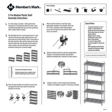 Member's Mark 5-tier shelf assembly instructions parts diagram