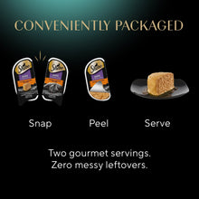 Sheba pate convenience pack with snap, peel, serve steps and pate portion