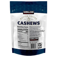Kirkland Signature butter toffee flavored cashews pouch back panel