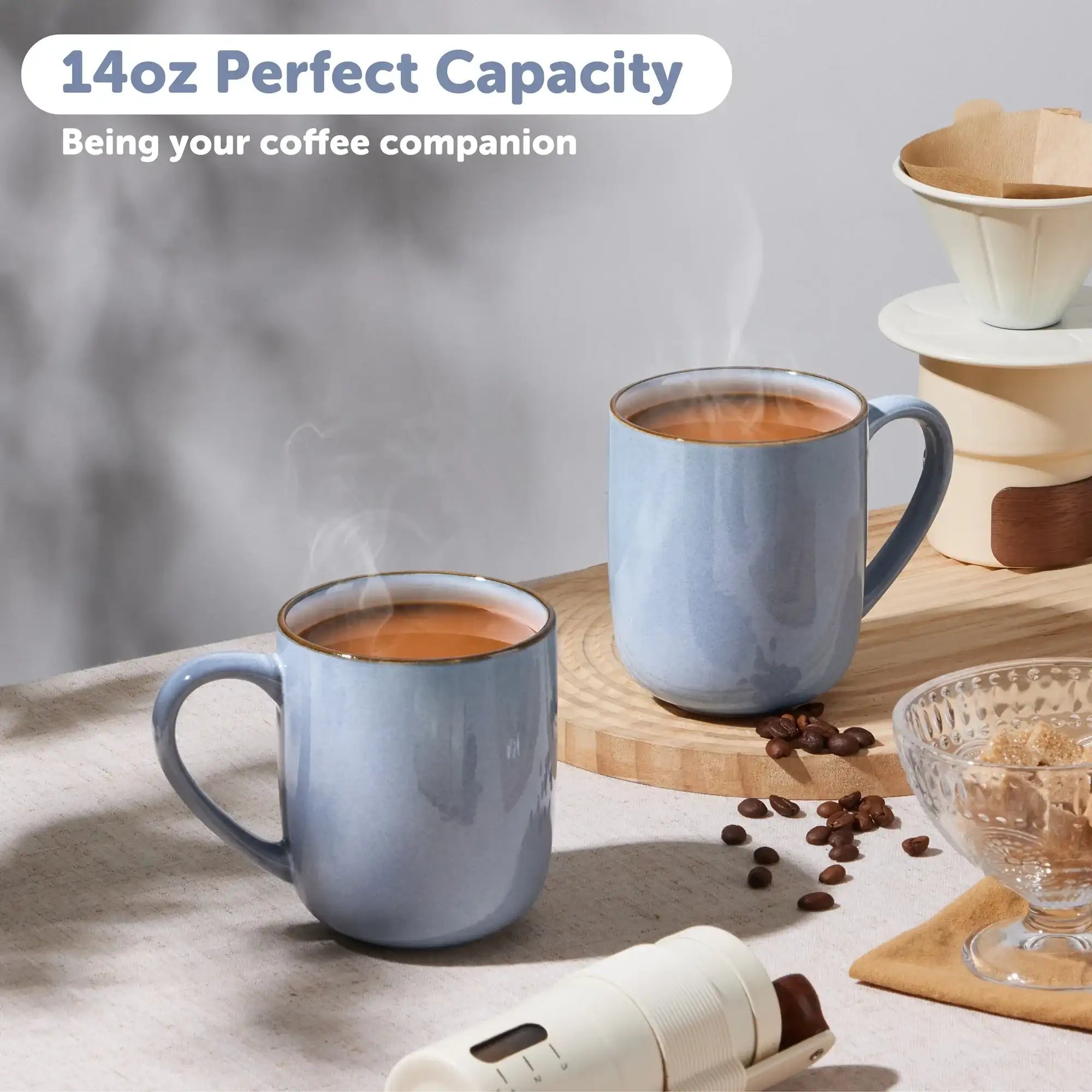 Vesteel Coffee Mug Set of 4, Ceramic Coffee Cups with Handles, 14oz Handmade Reactive Glaze Mugs Set for Coffee Tea Milk, Mug Gifts for Thanksgiving Day Anniversary, Gifts for Men, women, Home, Office and Restuarant