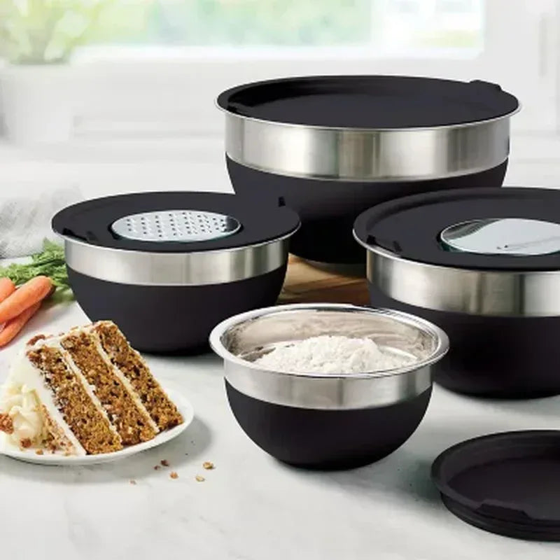 Tramontina 10-Piece Stainless Steel Mixing Bowls, Covers & Graters Included (Assorted Colors)