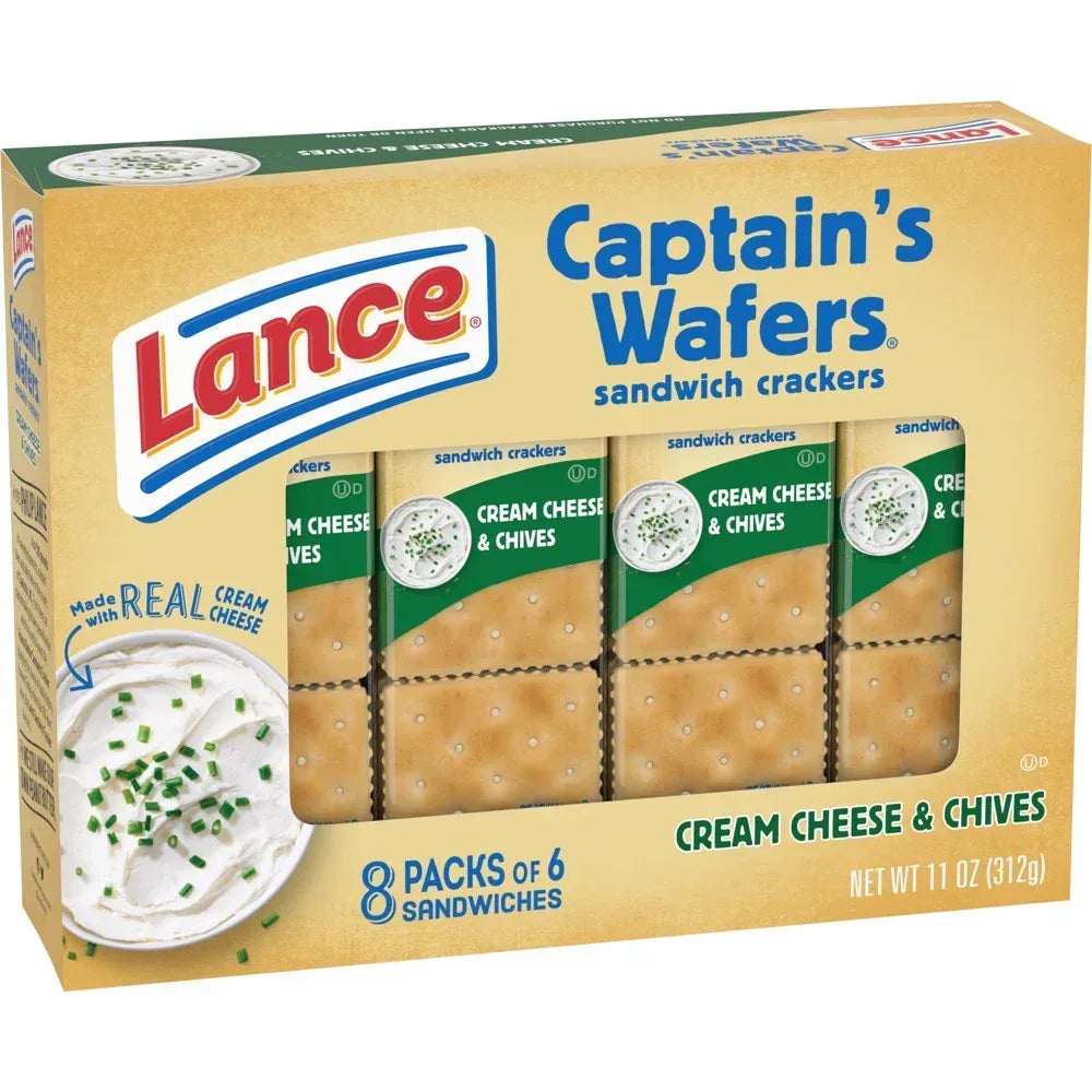 Sandwich Crackers, Captain'S Wafers Cream Cheese and Chives, 8 Packs, 6 Sandwiches Each