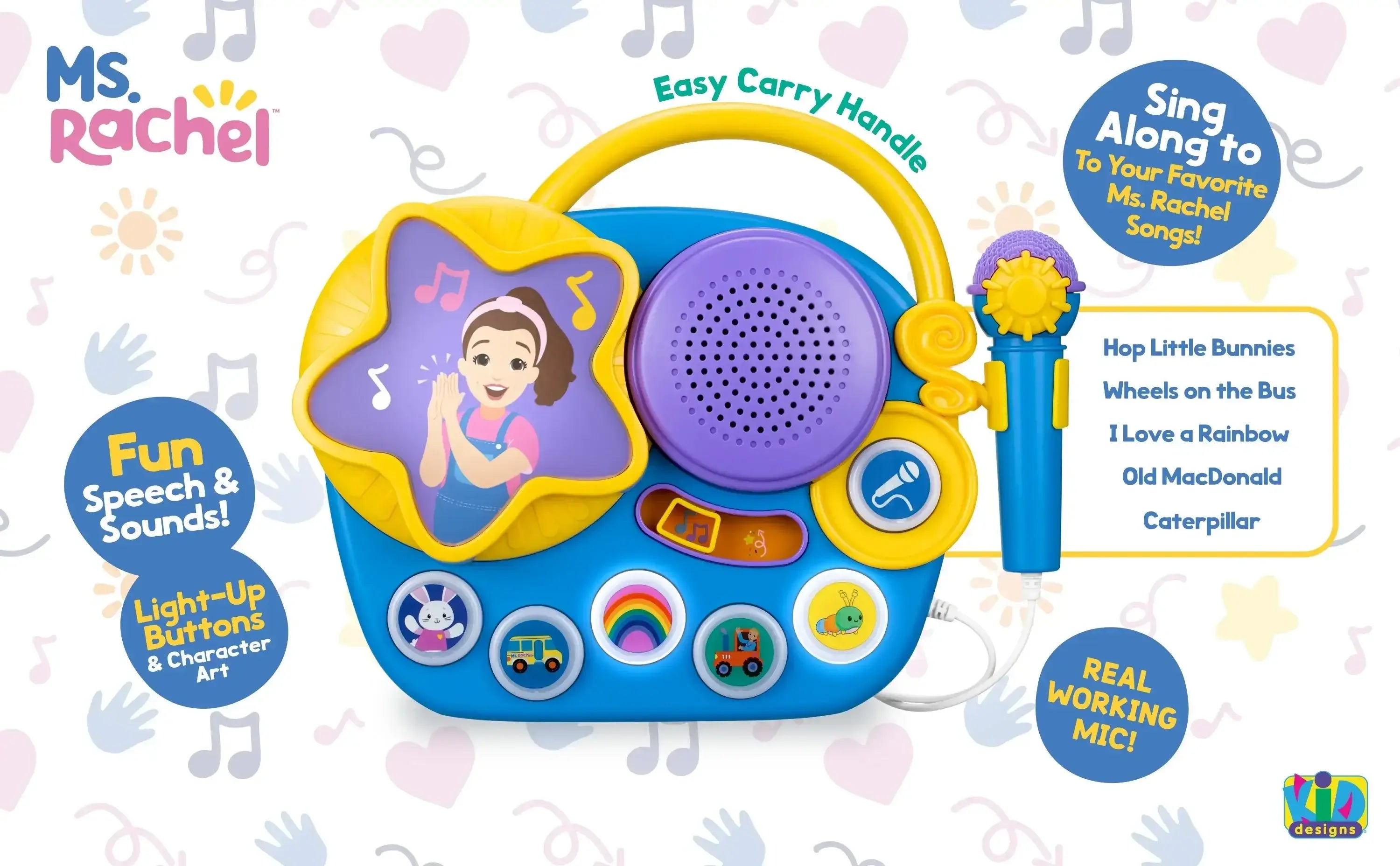 Ms. Rachel Karaoke Microphone Sing-Along Musical Boombox, Child Electronic Learning Systems for 18+ Months - USA MEGA SHOP