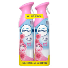 Air mist spray value pack: two pink & light-blue bottles with rose Downy scent art