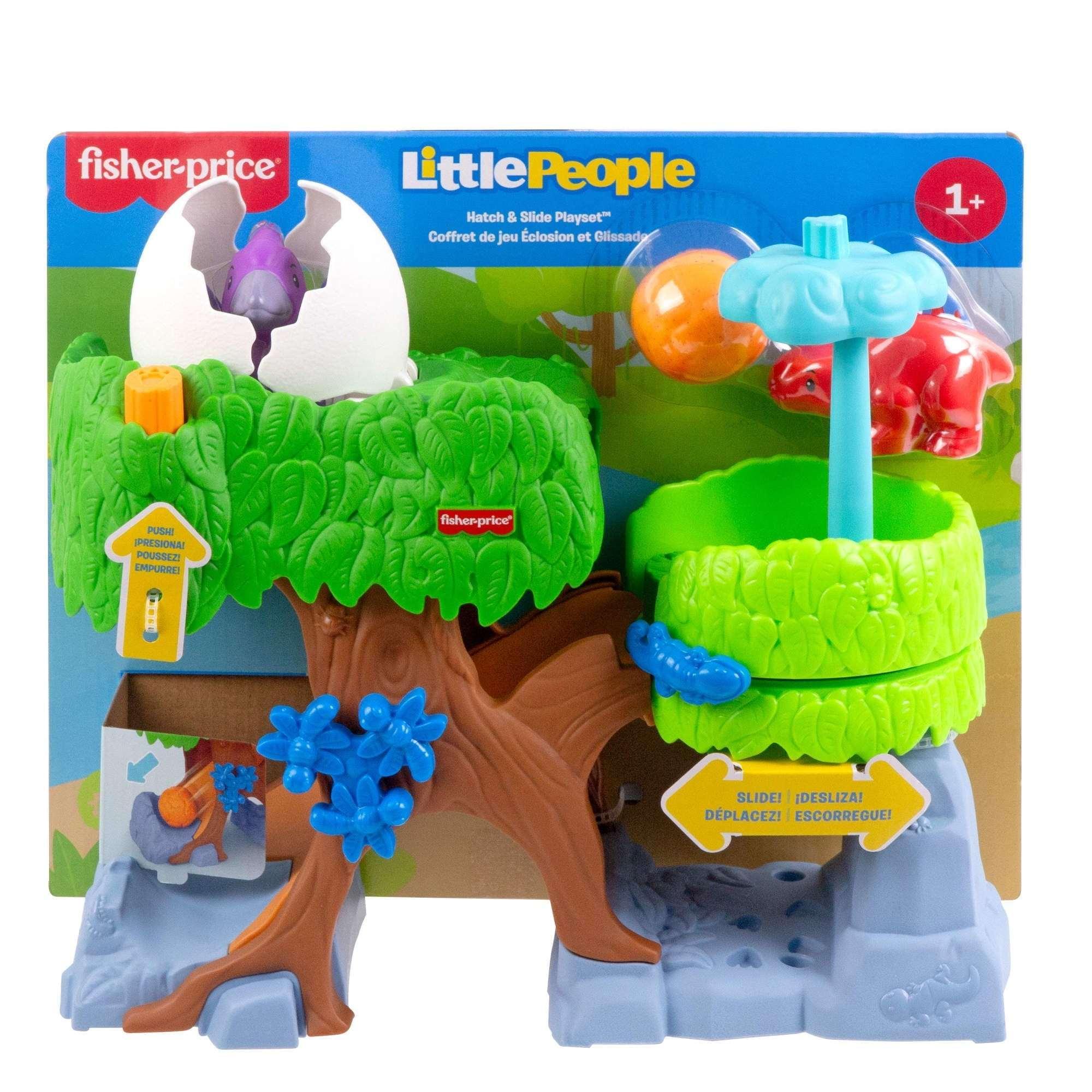 Fisher-Price Little People Dinosaur Hatch & Slide Playset Toddler Toy with 2 Figures - USA MEGA SHOP