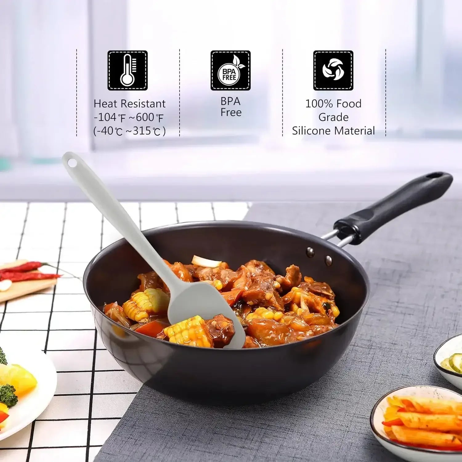 Food Grade Silicone Rubber Spatula Set for Baking, AOKIWO 5Pcs Cooking Utensil Set, High Heat Resistant Non Stick Dishwasher BPA-Free - USA MEGA SHOP