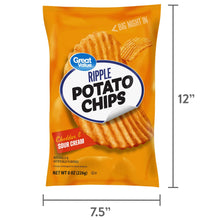 Ripple potato chips bag, cheddar & sour cream flavor, 7.5 in x 12 in