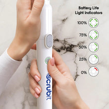 Rechargeable electric spin scrub brush with battery life light indicator