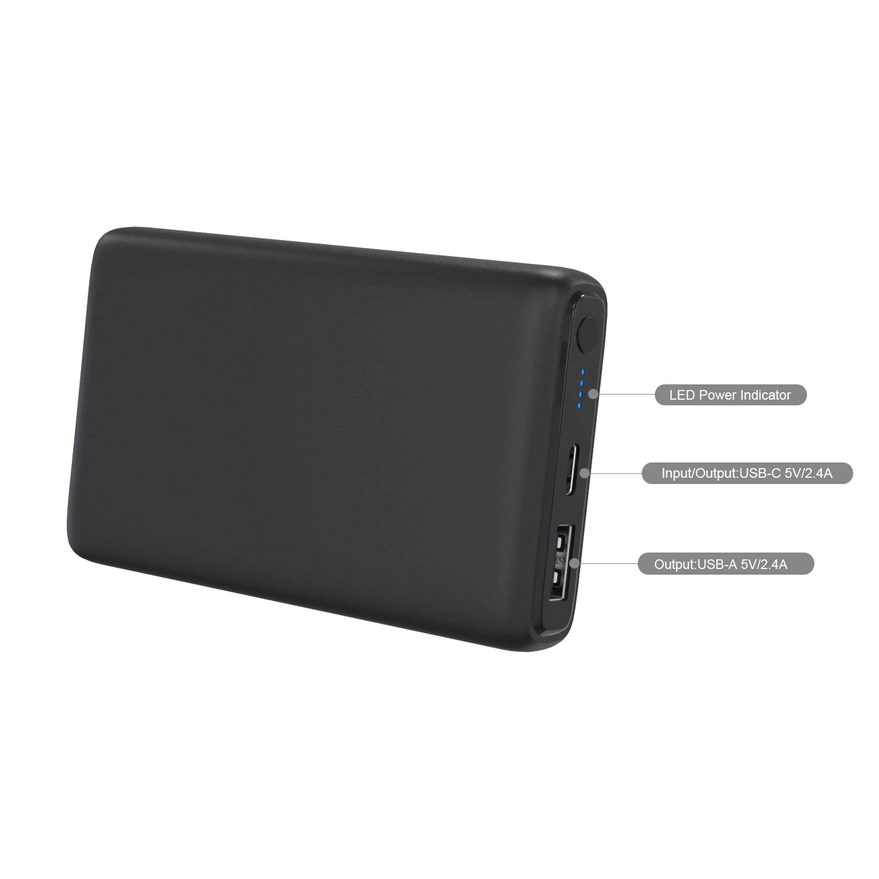 onn 10,000 mAh Dual USB-C/USB-A Port Portable Battery, Black - USA MEGA SHOP