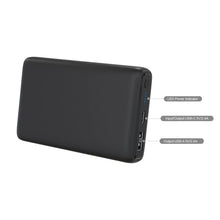 onn portable power bank, black with LED power indicator and USB-C input/output ports