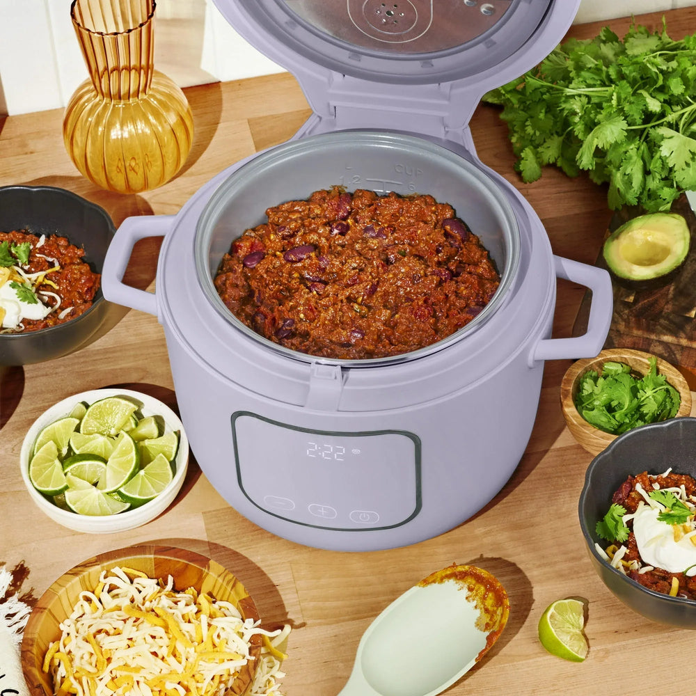 Beautiful 14-Cup Cooked, 6-Cups Uncooked Electric Rice and Grain Cooker, EverGoodâ„¢ Ceramic Nonstick Coating, Lavender by Drew Barrymore - USA MEGA SHOP