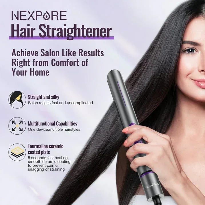 NEXPURE New Upgrade Ionic Flat Iron , Fast Heating Professional Salon 2-in-1 Ceramic Hair Straightener and Curler,Dual Voltage for Travel