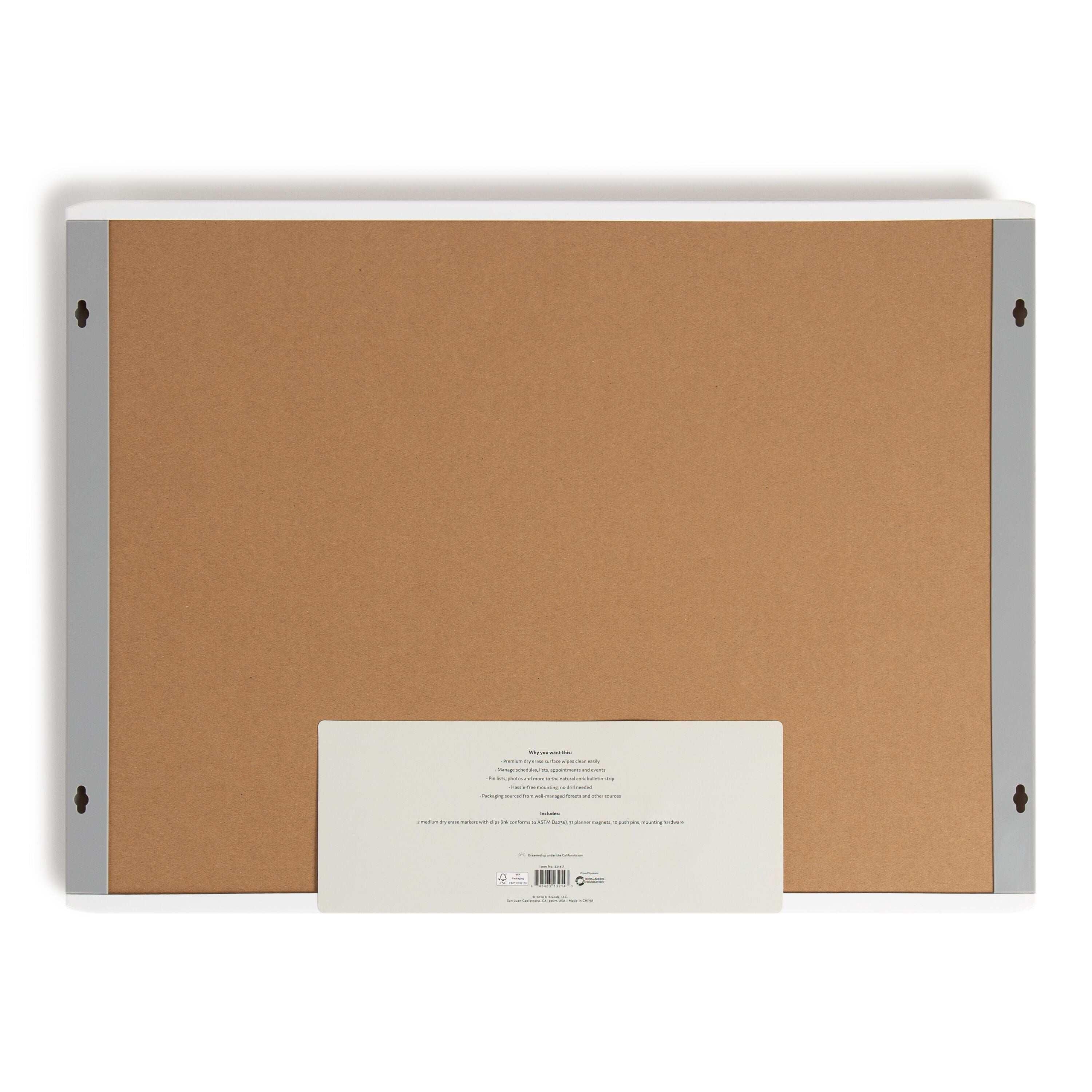 U Brands 17 x 23 in. 3-in-1 Dry Erase Calendar Whiteboard, White and Gray - USA MEGA SHOP