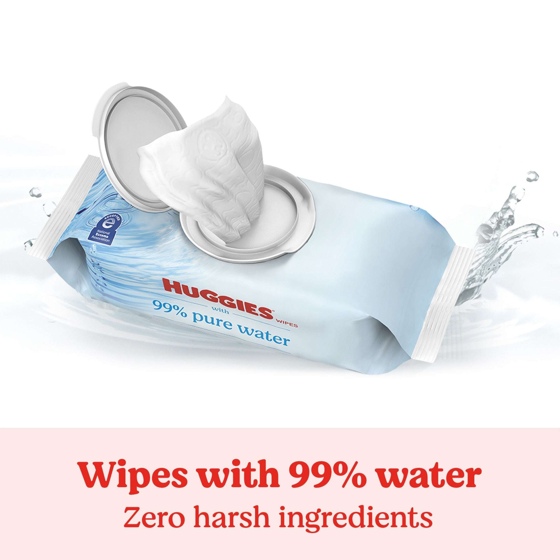 Huggies 99% Pure Water Unscented Wipes, 1 Flip-Top Packs, 56 Total Count