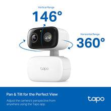 TP-Link Tapo pan-tilt security camera range graphic, white body and black lens module