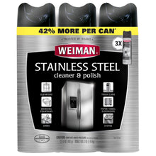 Weiman stainless steel cleaner and polish, three-pack of aerosol cans